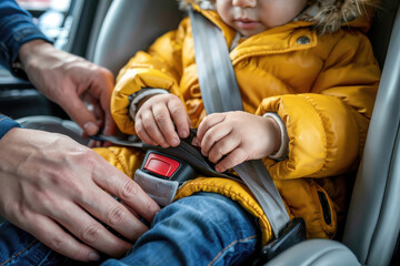 Child in Car Seat with Seatbelt