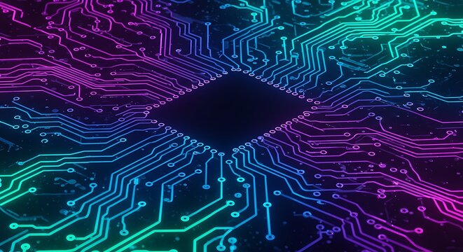 Neon Circuit Heartbeat AI Generated