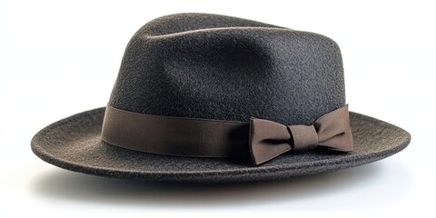 Classic fedora hat in felt material, stylish and timeless, isolated on white background