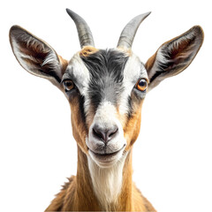 Adorable Goat Portrait CloseUp of a Friendly Goat on transparent background