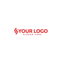 Your Logo placeholder template design red typography text with abstract swoosh element slogan here vector illustration concept. 
