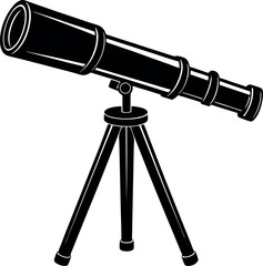 Telescope Icon Silhouette in Black | Vector for Space Science and Research Vector