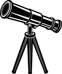 Telescope Icon Silhouette in Black | Vector for Space Science and Research Vector