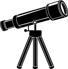 Telescope Icon Silhouette in Black | Vector for Space Science and Research Vector