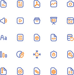 Set of minimalistic line icons suitable for web design projects, presentations, infographics, and social media content creation. Ideal for modern graphic design needs