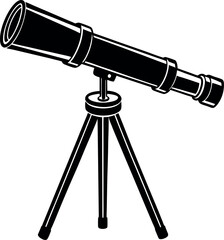 Telescope Icon Silhouette in Black | Vector for Space Science and Research Vector