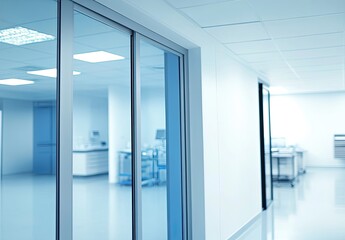 Modern laboratory hallway.  Clean, sleek