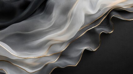 Fototapeta premium Elegant Black White Sheer Fabric with Gold Accents