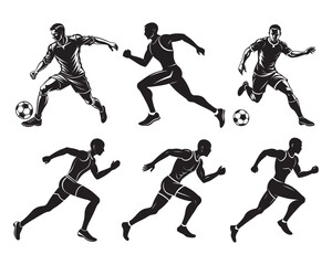 Silhouettes of Football Players in Action