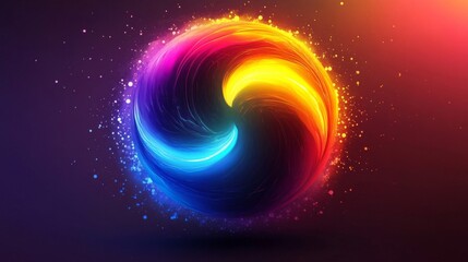 Abstract Swirling Energy Sphere with Blue and Orange Glowing Light