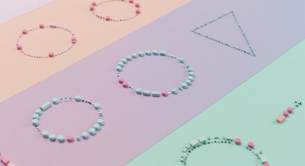Pastel Colored Shapes and Circles Abstract Background Design