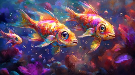 Colorful Fish Swimming in Vibrant Underwater Scene