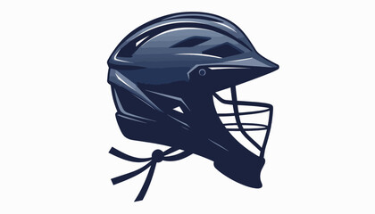 Navy blue lacrosse helmet illustration on white canvas, sports design