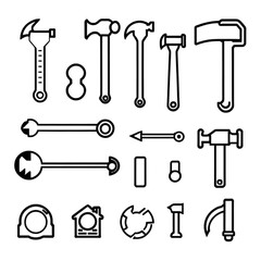 ハンマーと工具のアイコンセット｜Hammer and Tool Icon Set