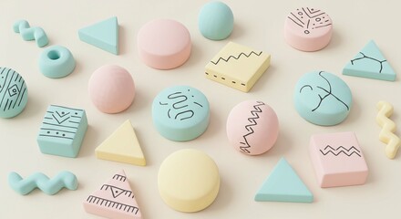 Obraz premium Pastel Geometric Shapes Background Abstract Minimalist Design 3D Rendered Shapes