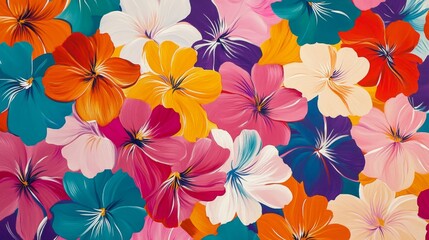 Vibrant Multicolored Flowers Blooming Floral Background