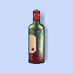 Pixel art red wine bottle 64x64