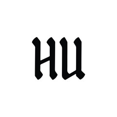 HU monogram logo design letter text name symbol monochrome logotype alphabet character simple logo