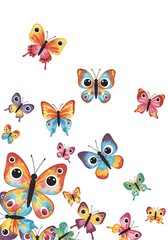 Whimsical Flutter: A Rainbow of Wings AI Generated