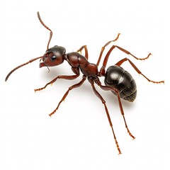 A red and black ant, isolated on a white background