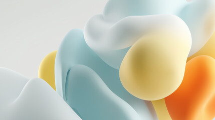 abstract background with bubbles, Minimalist Soft 3D Blobs – Abstract Liquid Forms on Clean Background