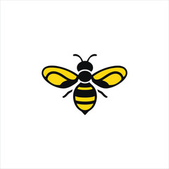 Obraz premium Abstract Vector Logo Icon Illustration of a Bee Silhouette with Striking Colors for Nature-Themed Branding