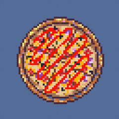 Pixelated pizza pixel art 64x64