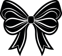 Tied Bow Silhouette Black Vector | Ribbon and Gift Wrap Design Vector