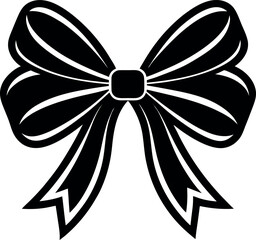 Tied Bow Silhouette Black Vector | Ribbon and Gift Wrap Design Vector