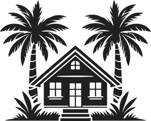 Obraz premium the palm tree silhouette victor design black and white background.