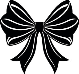 Tied Bow Silhouette Black Vector | Ribbon and Gift Wrap Design Vector