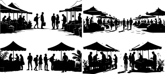 Naklejka premium A Day at the Market: Community and Commerce
