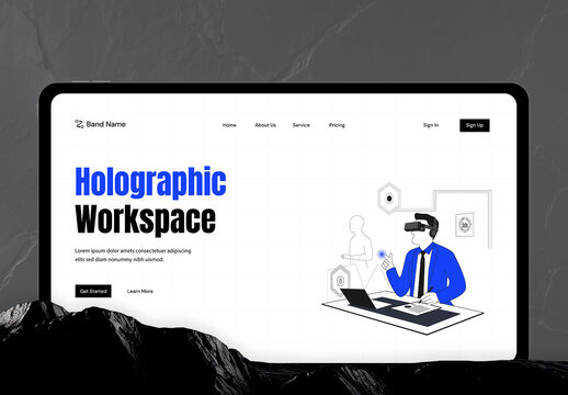 AI Futuristic Landing Page Header with Illustration