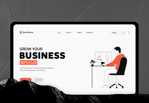 Website Hero Header With Illustration 