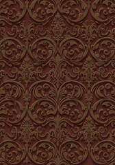 Embossed Burgundy Damask AI Generated