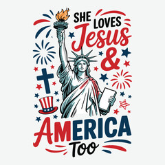 Obraz premium He Loves Jesus & America Too T-Shirt Design