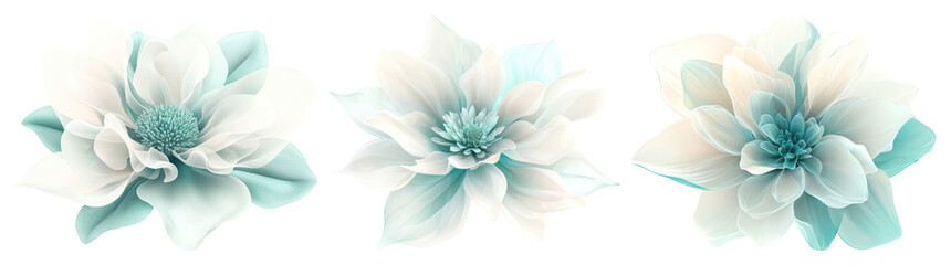 Obraz premium PNG Elegant pastel floral art, element set on transparent background
