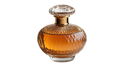 Perfume bottle for men in gold glass design isolated on white background