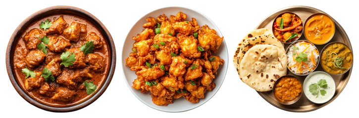 PNG Delicious Indian cuisine variety, element set on transparent background