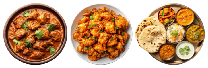 PNG Delicious Indian cuisine variety, element set on transparent background