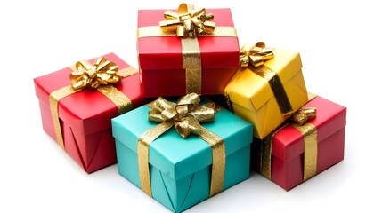 Obraz premium Colorful Gift Boxes Stacked Together for Celebration and Gifting