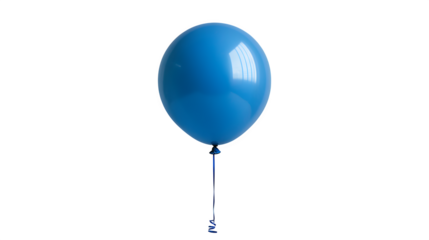 Single blue balloon floating in the air, isolated on white background