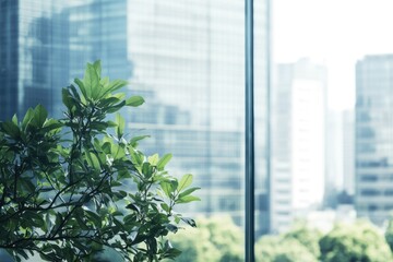 Green plant by office window