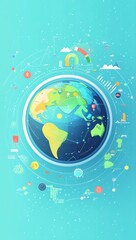 Fototapeta premium Earth infographic global data visualization