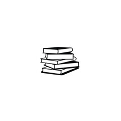 stack of books silhouette on white background
