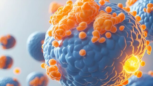 Eosinophil cell featuring bilobed nucleus and granules: immune response, allergies, asthma, inflammation, and parasitic defense