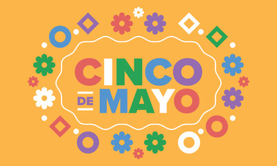 Fototapeta premium Cinco de Mayo in Mexico. Traditional mexican fiesta in May. National happy holiday with carnival, festival and parade. Latin american and spanish pattern. Illustration with sombrero. Vector poster