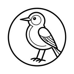 Obraz premium Bird-Drawing-Black-White-Outline-Simple