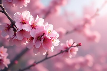 Delicate pink sakura blossoms, full bloom, intricate pattern , japanese, pattern, flower