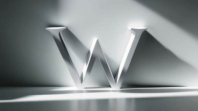 Isolated Letter W in bright, colorful neon font against a white background